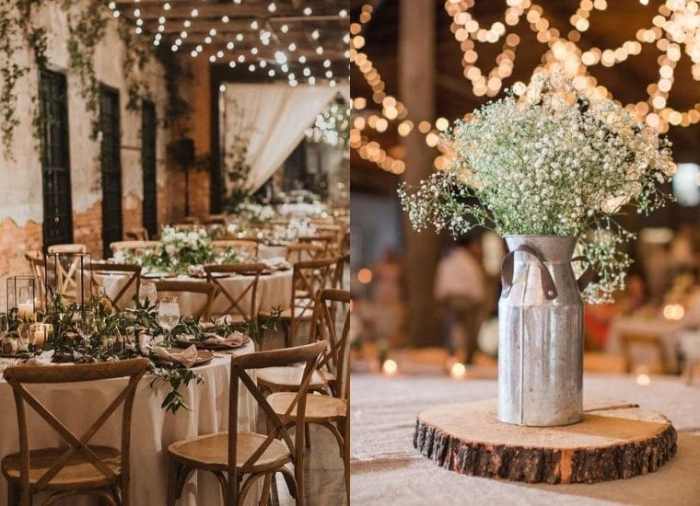 Rustic boho wedding table decor