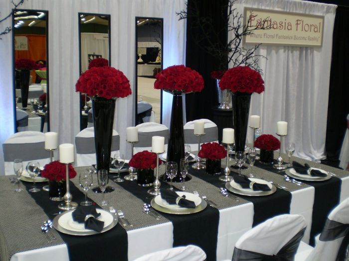 Black and silver table decor