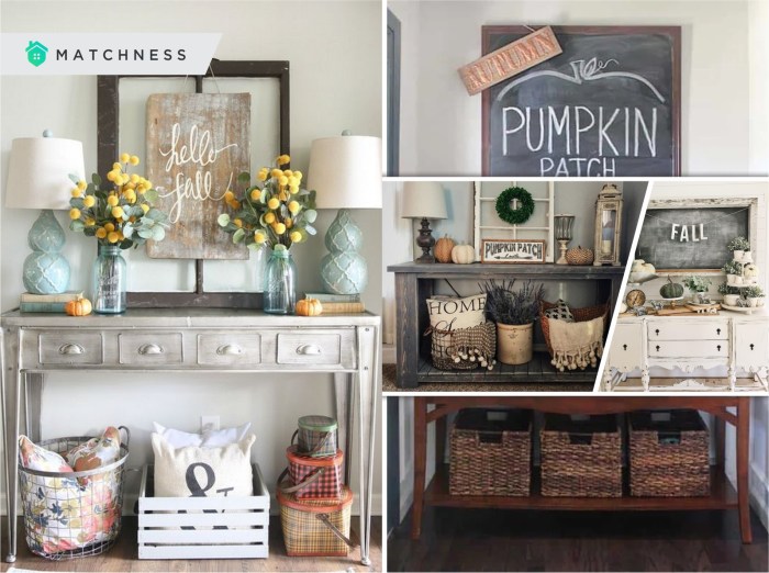 Entry table fall decor