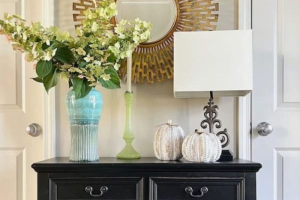 Entry table fall decor