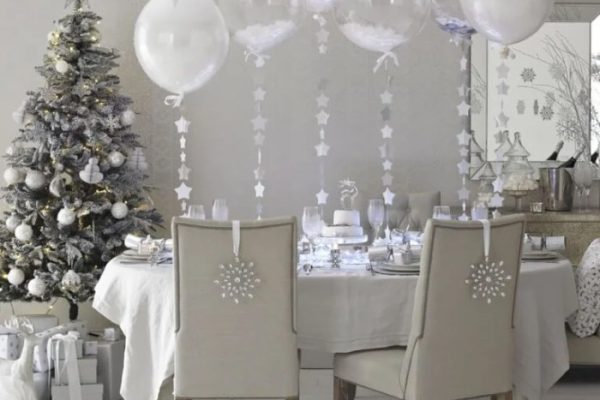 Silver and white table decor