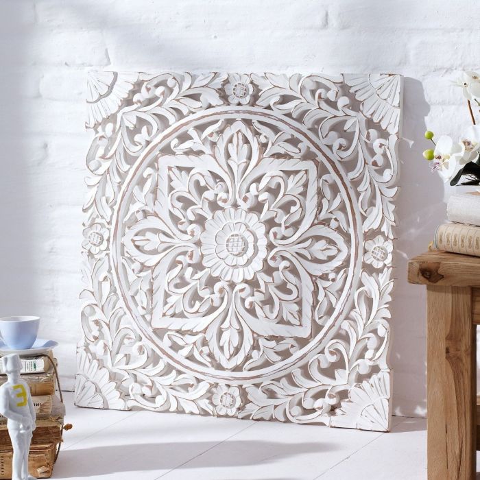 Wood wall decor white