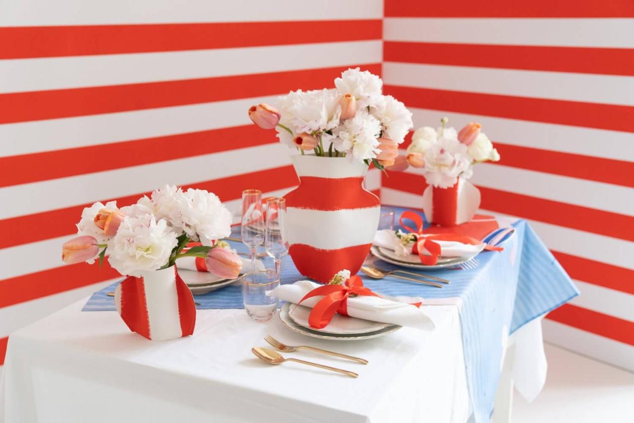 Red white and blue table decor