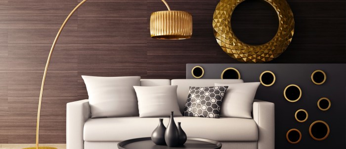 Gold and gray wall decor