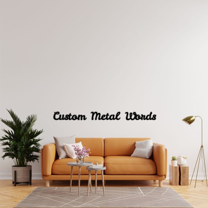 Metal word wall decor