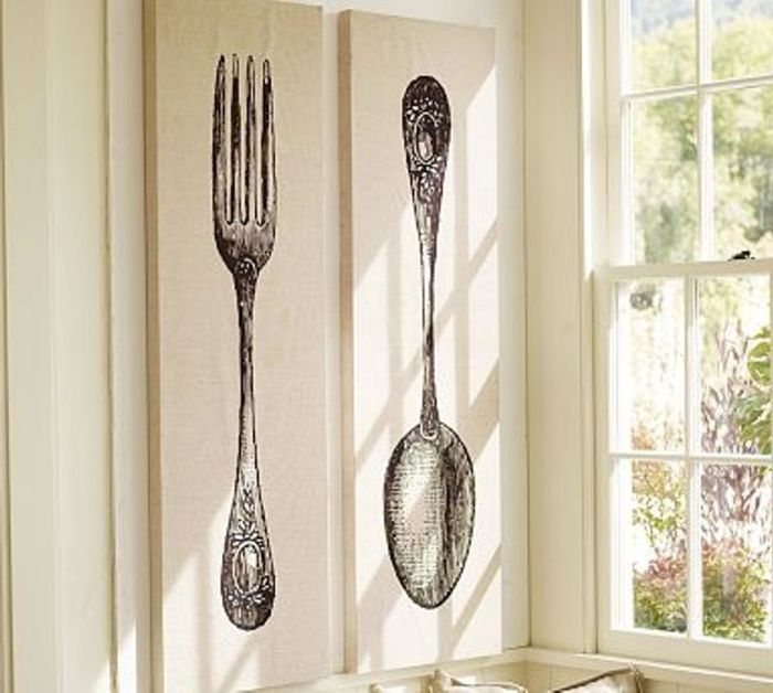 Oversized fork and spoon wall decor